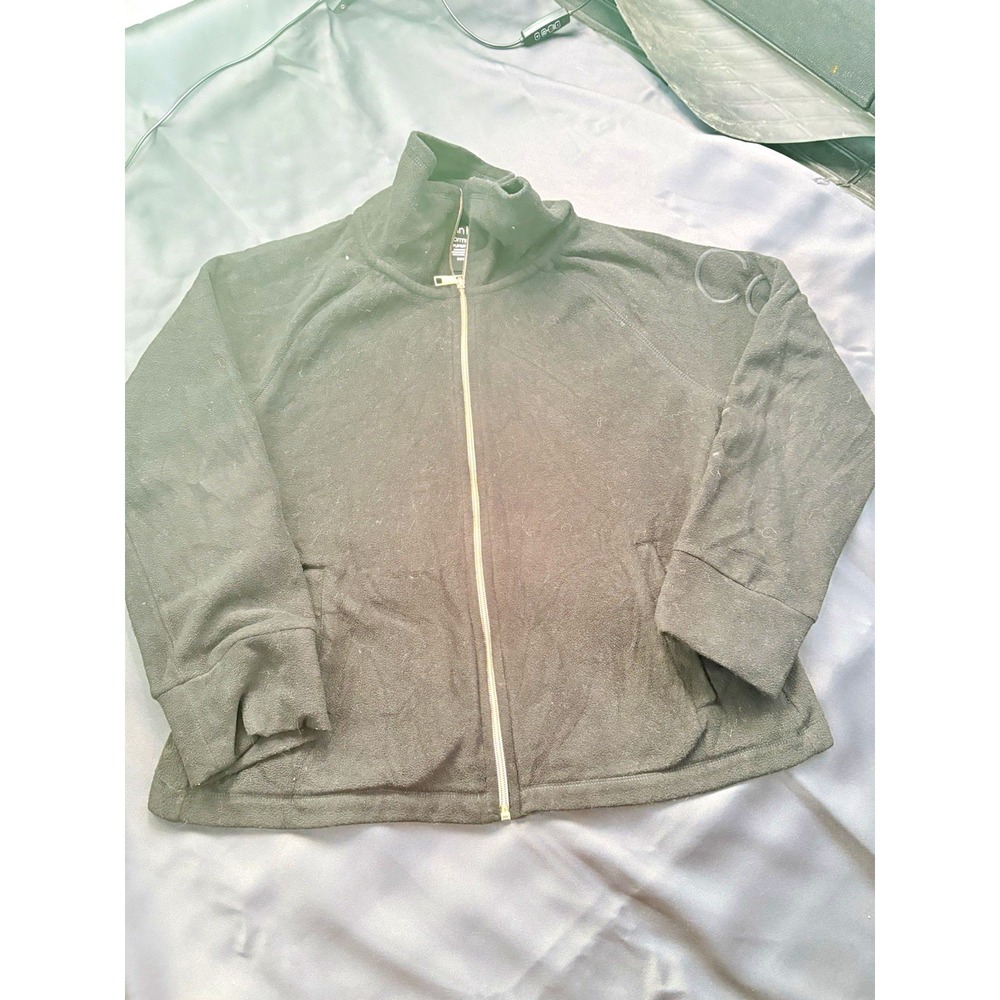 Calvin Klein Performance Women's Petite PL Black Fleece Full Zip Track Jacket